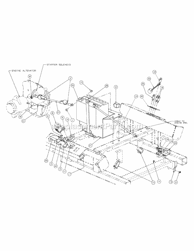 Electrical Assembly Diagram and Parts List for M72-CT 53AB5JEZ750-28-HP-3Cylinder-OHV Cub Cadet Lawn Tractor